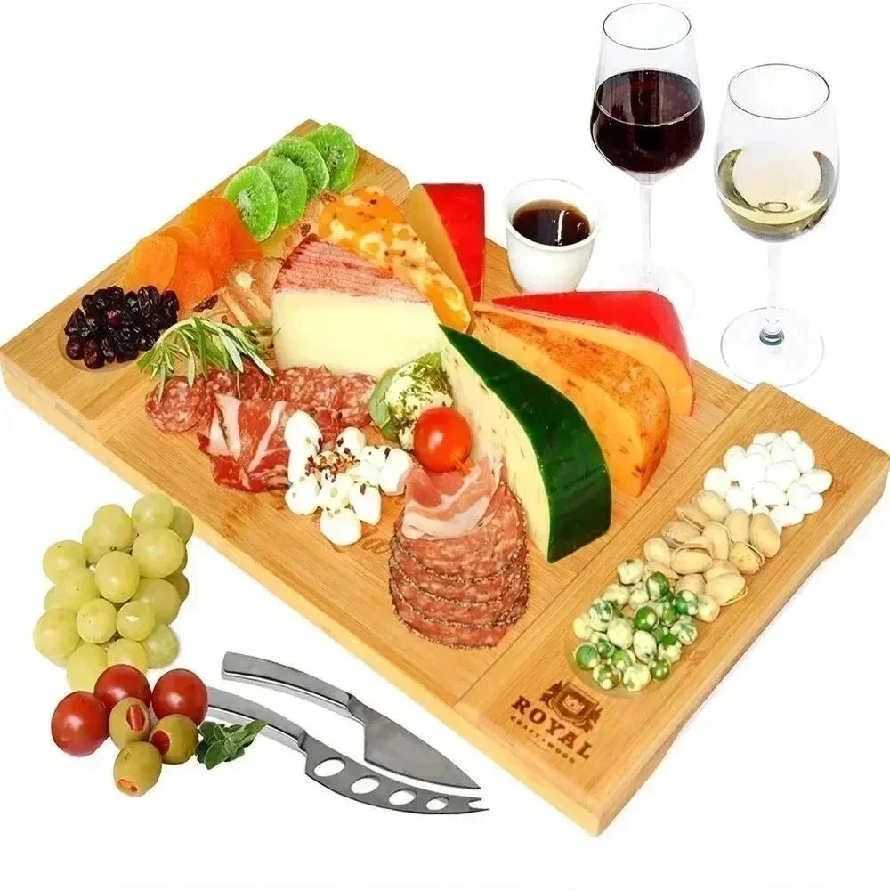 Unique Bamboo Cheese Board, Charcuterie Platter